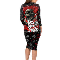 Rock And Roll Skull Forever Long Sleeve Bodycon Dress - Wonder Print Shop