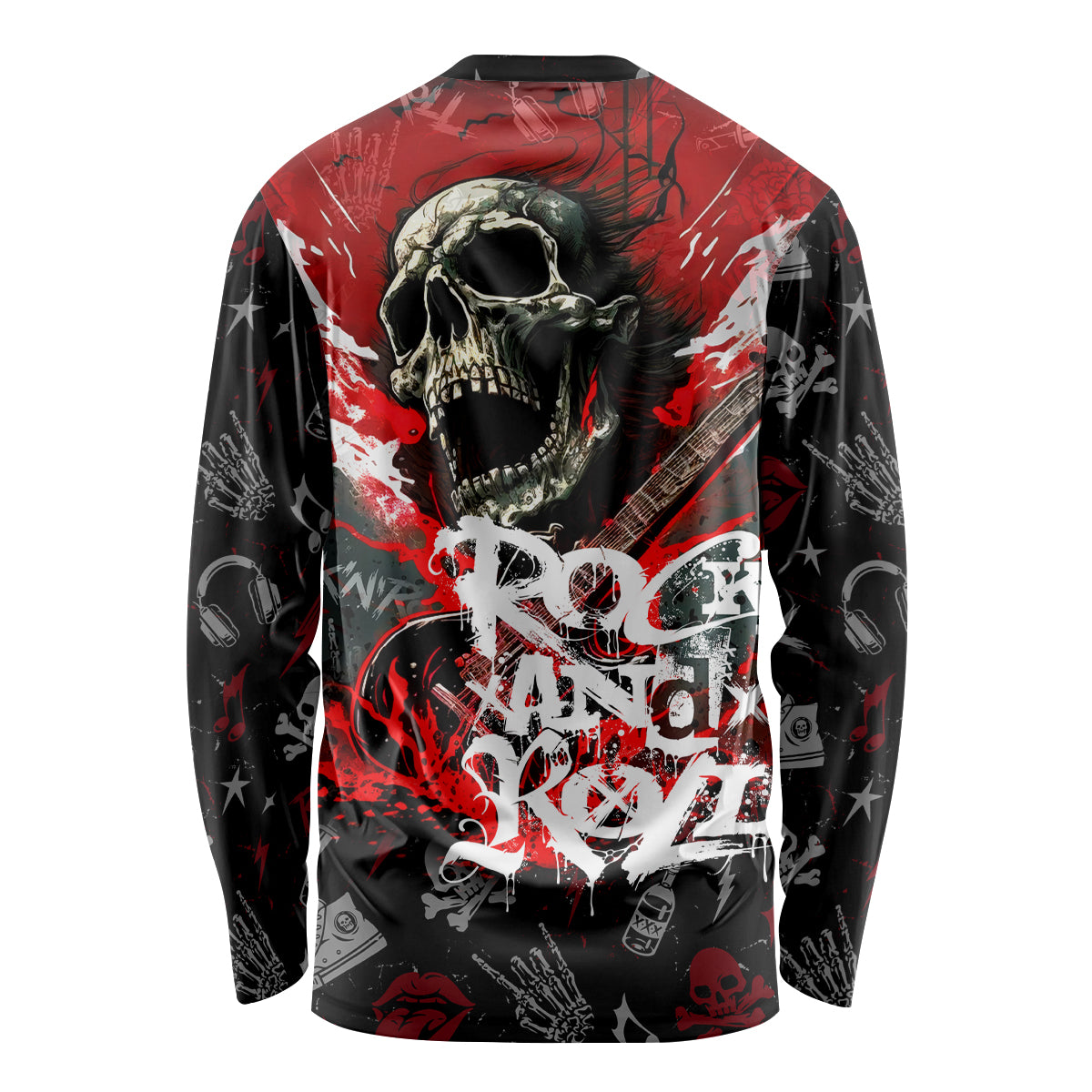 Rock And Roll Skull Forever Long Sleeve Shirt - Wonder Print Shop