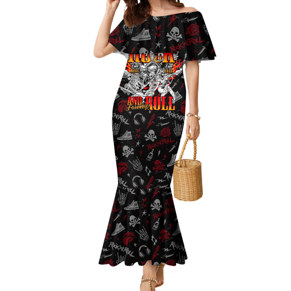 Rock And Roll Skull Forever Mermaid Dress - Wonder Print Shop