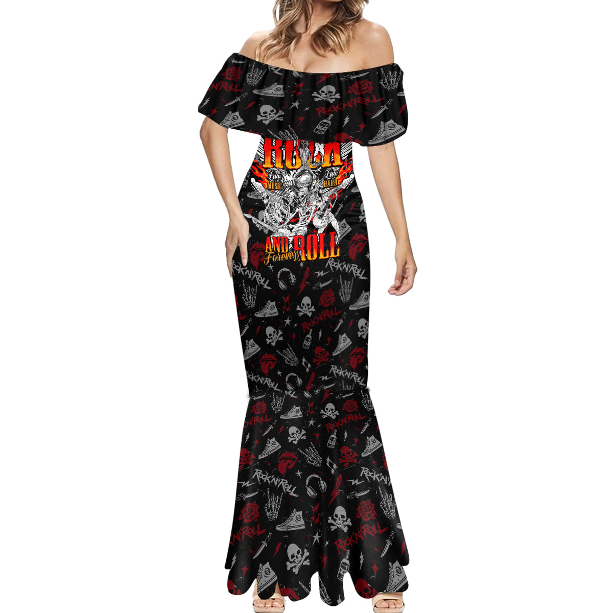 Rock And Roll Skull Forever Mermaid Dress - Wonder Print Shop