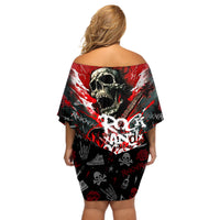 Rock And Roll Skull Forever Off Shoulder Short Dress - Wonder Print Shop
