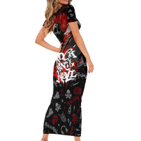 Rock And Roll Skull Forever Short Sleeve Bodycon Dress - Wonder Print Shop