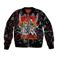 Rock And Roll Skull Forever Sleeve Zip Bomber Jacket - Wonder Print Shop