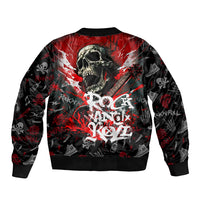 Rock And Roll Skull Forever Sleeve Zip Bomber Jacket - Wonder Print Shop