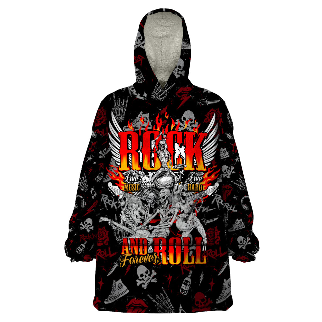 Rock And Roll Skull Forever Wearable Blanket Hoodie - Wonder Print Shop