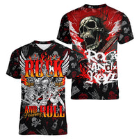 Rock And Roll Skull Forever Women V Neck T Shirt - Wonder Print Shop