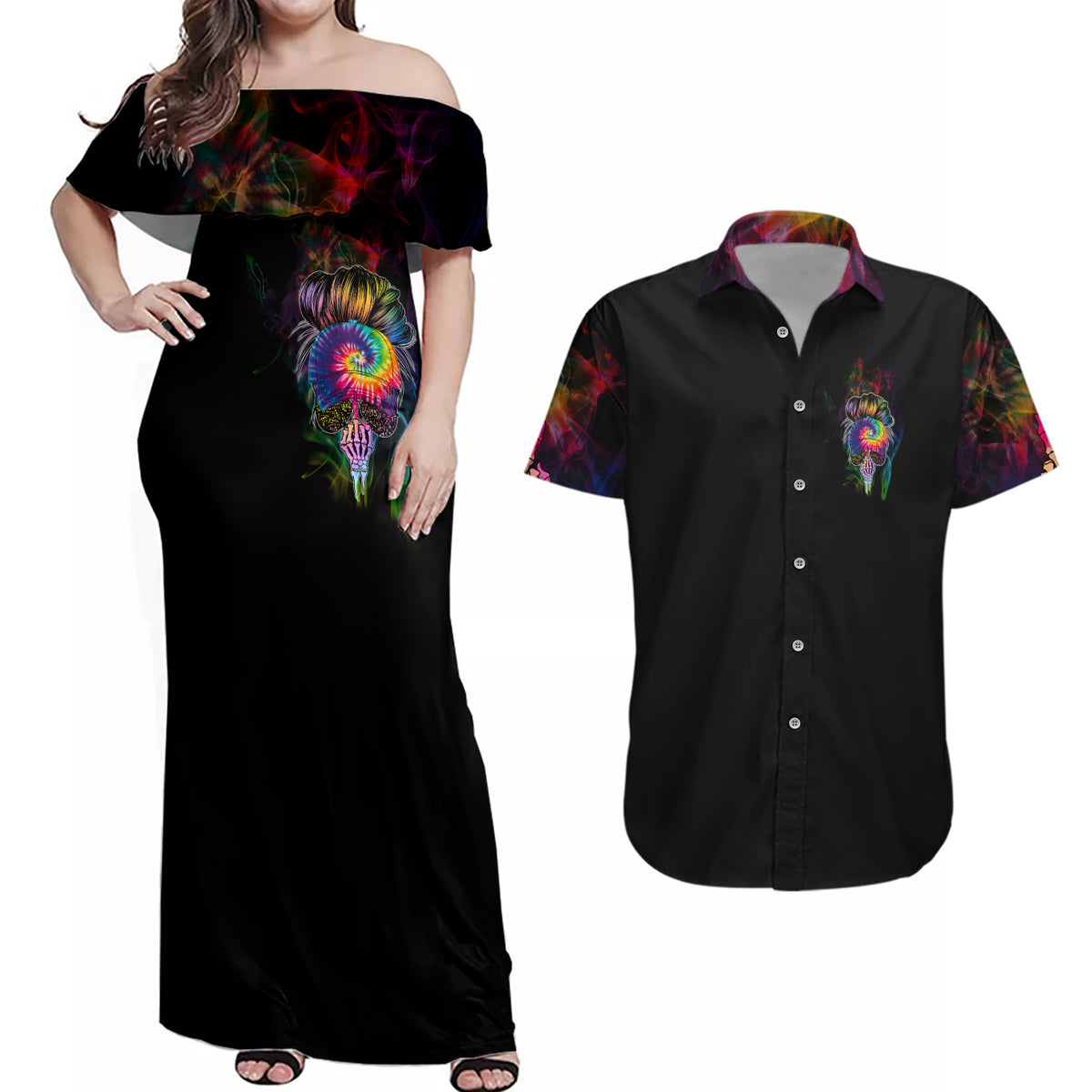 Next Time My Name Comes Out Of Your Mouth Couples Matching Off Shoulder Maxi Dress and Hawaiian Shirt - Wonder Print Shop