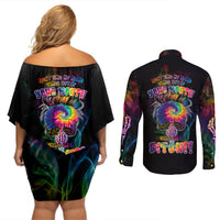Next Time My Name Comes Out Of Your Mouth Couples Matching Off Shoulder Short Dress and Long Sleeve Button Shirts - Wonder Print Shop