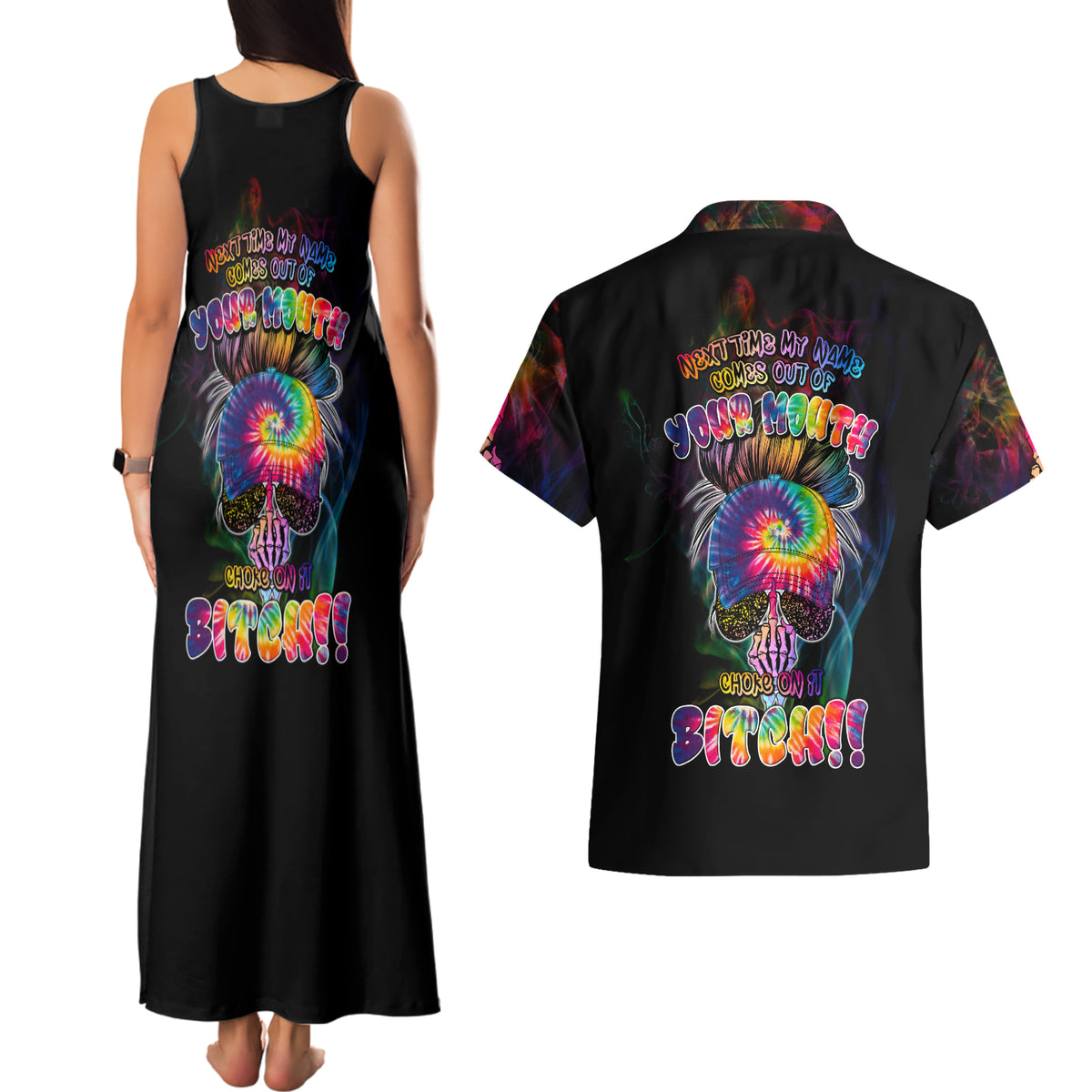 Next Time My Name Comes Out Of Your Mouth Couples Matching Tank Maxi Dress and Hawaiian Shirt - Wonder Print Shop