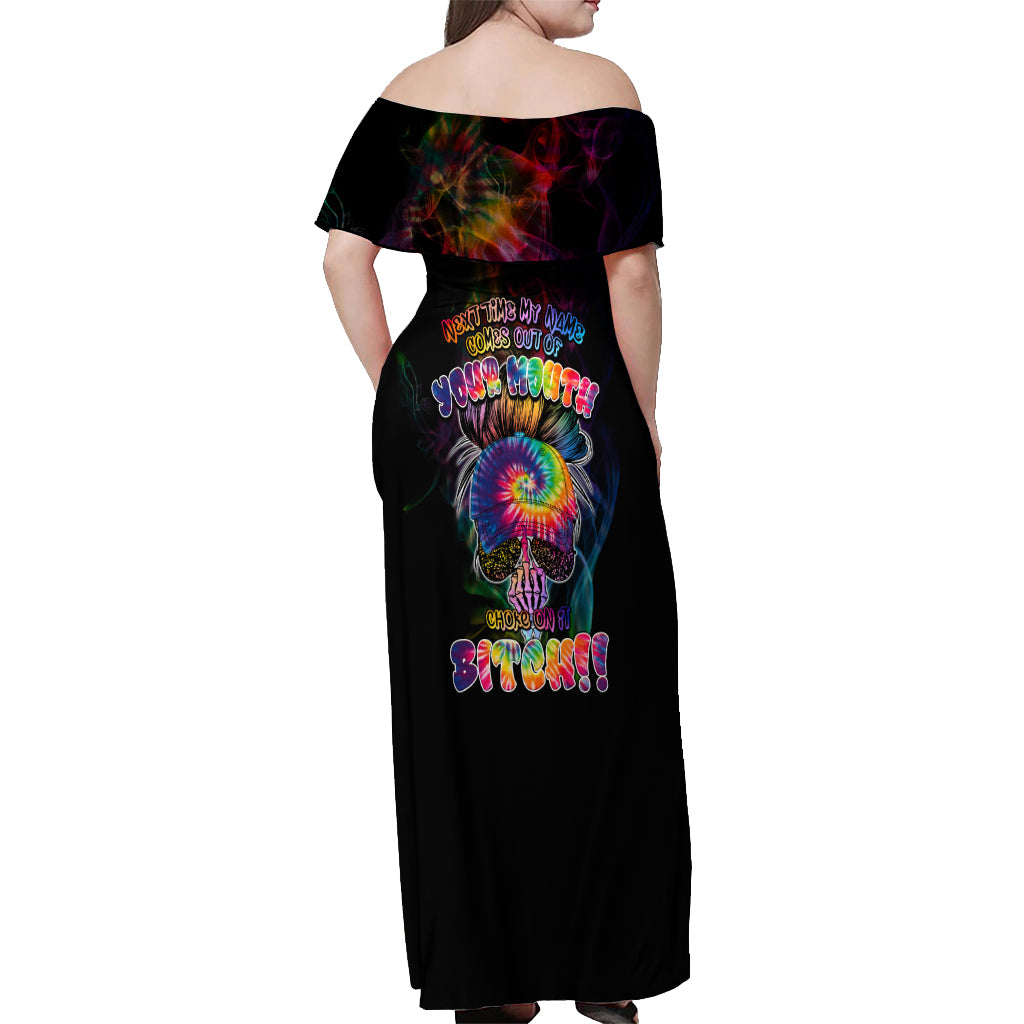 Next Time My Name Comes Out Of Your Mouth Off Shoulder Maxi Dress - Wonder Print Shop