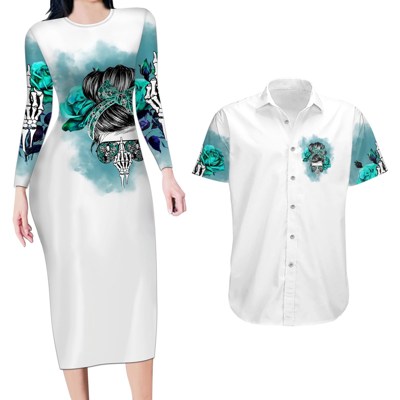 Im Not Always A Bitch Just Kidding Go Fuck Yourself Couples Matching Long Sleeve Bodycon Dress and Hawaiian Shirt - Wonder Print Shop