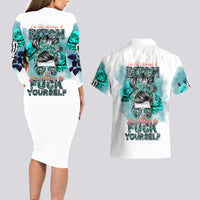 Im Not Always A Bitch Just Kidding Go Fuck Yourself Couples Matching Long Sleeve Bodycon Dress and Hawaiian Shirt - Wonder Print Shop