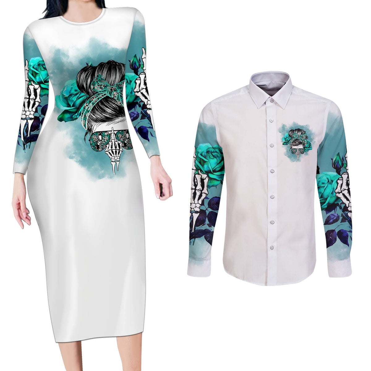 Im Not Always A Bitch Just Kidding Go Fuck Yourself Couples Matching Long Sleeve Bodycon Dress and Long Sleeve Button Shirts - Wonder Print Shop