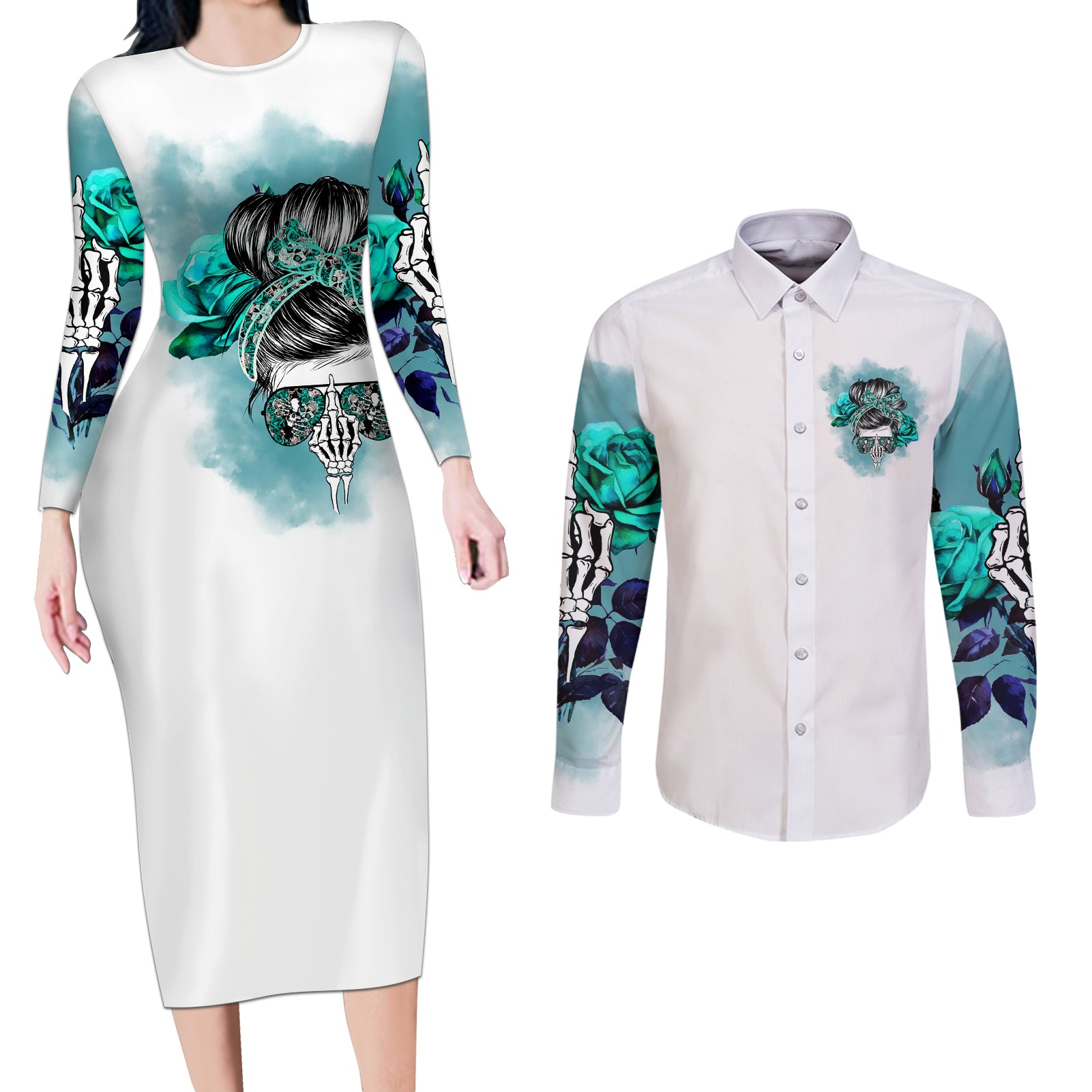 Im Not Always A Bitch Just Kidding Go Fuck Yourself Couples Matching Long Sleeve Bodycon Dress and Long Sleeve Button Shirts - Wonder Print Shop