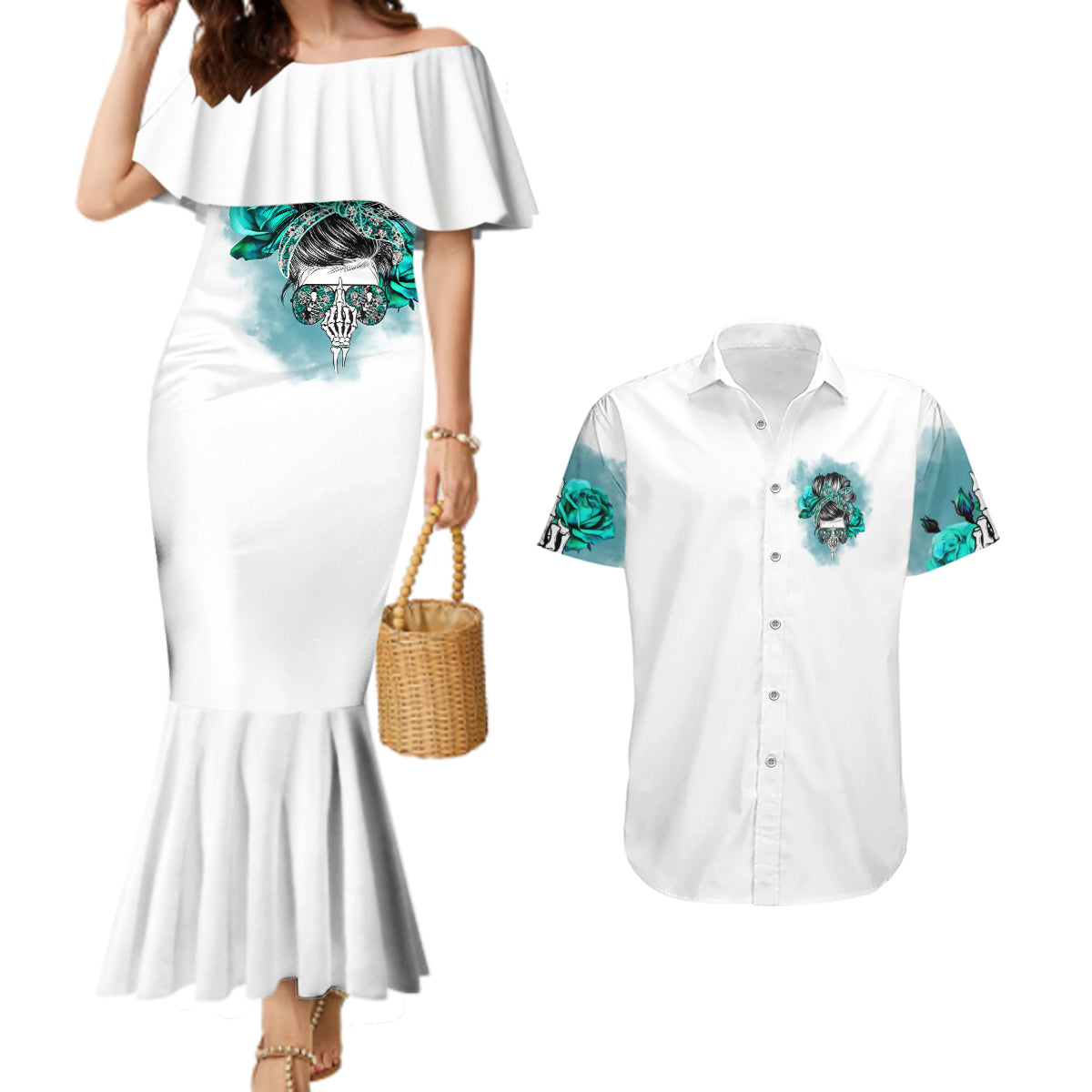 Im Not Always A Bitch Just Kidding Go Fuck Yourself Couples Matching Mermaid Dress and Hawaiian Shirt - Wonder Print Shop