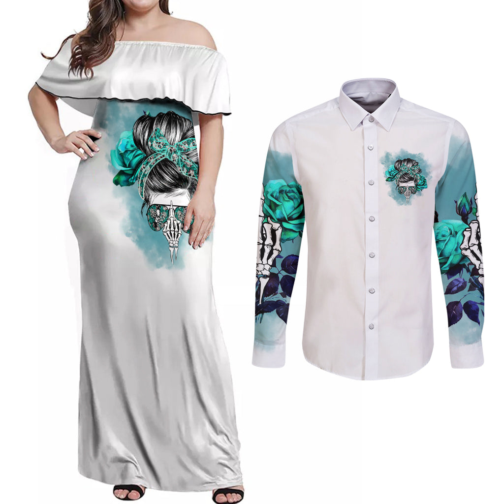 Im Not Always A Bitch Just Kidding Go Fuck Yourself Couples Matching Off Shoulder Maxi Dress and Long Sleeve Button Shirts - Wonder Print Shop