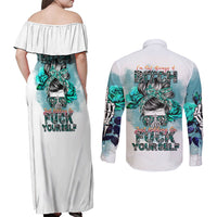 Im Not Always A Bitch Just Kidding Go Fuck Yourself Couples Matching Off Shoulder Maxi Dress and Long Sleeve Button Shirts - Wonder Print Shop
