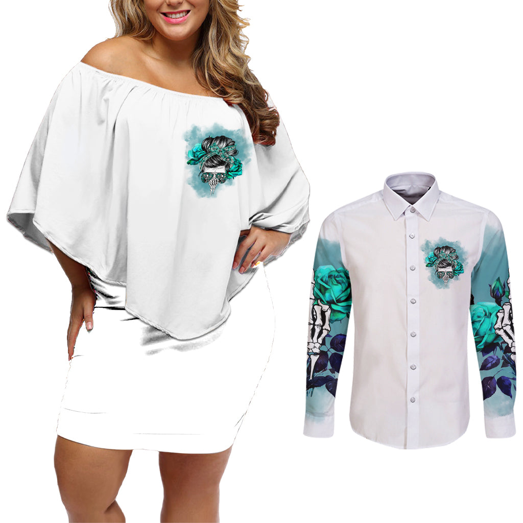 Im Not Always A Bitch Just Kidding Go Fuck Yourself Couples Matching Off Shoulder Short Dress and Long Sleeve Button Shirts - Wonder Print Shop