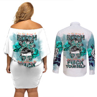 Im Not Always A Bitch Just Kidding Go Fuck Yourself Couples Matching Off Shoulder Short Dress and Long Sleeve Button Shirts - Wonder Print Shop