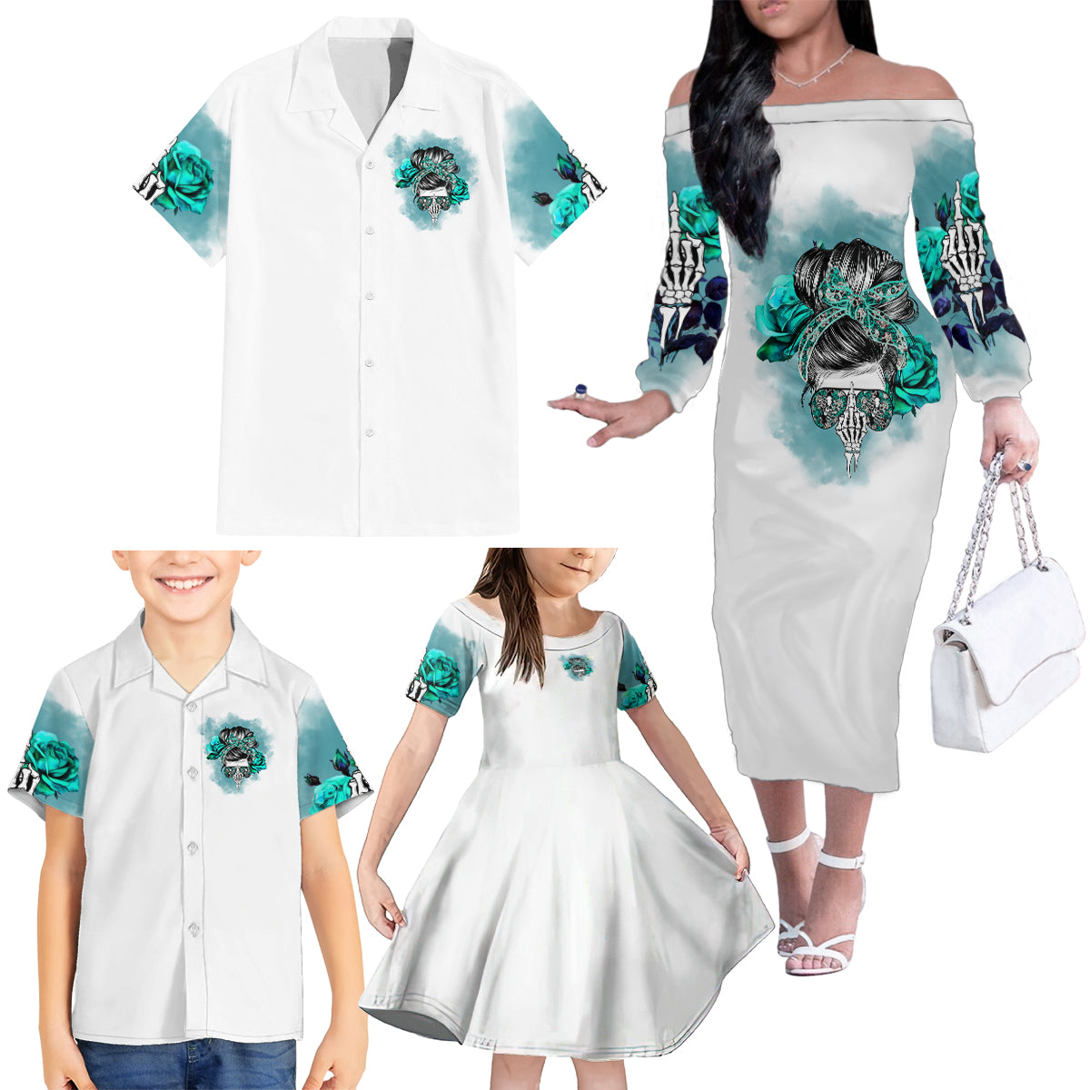 Im Not Always A Bitch Just Kidding Go Fuck Yourself Family Matching Off Shoulder Long Sleeve Dress and Hawaiian Shirt - Wonder Print Shop