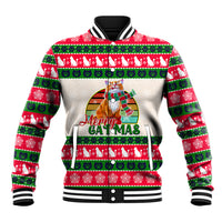 Merry Christmas Cat Baseball Jacket Meowy Catmas Xmas Tree - Wonder Print Shop