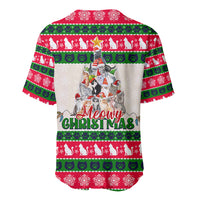 Merry Christmas Cat Baseball Jersey Meowy Catmas Xmas Tree - Wonder Print Shop