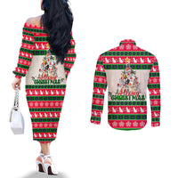 merry-christmas-cat-couples-matching-off-the-shoulder-long-sleeve-dress-and-long-sleeve-button-shirt-meowy-catmas-xmas-tree