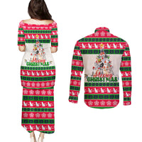 Merry Christmas Cat Couples Matching Puletasi Dress and Long Sleeve Button Shirt Meowy Catmas Xmas Tree - Wonder Print Shop