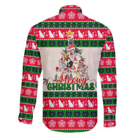 Merry Christmas Cat Family Matching Long Sleeve Bodycon Dress and Hawaiian Shirt Meowy Catmas Xmas Tree - Wonder Print Shop