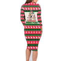 Merry Christmas Cat Family Matching Long Sleeve Bodycon Dress and Hawaiian Shirt Meowy Catmas Xmas Tree - Wonder Print Shop