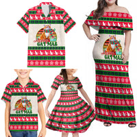 Merry Christmas Cat Family Matching Off Shoulder Maxi Dress and Hawaiian Shirt Meowy Catmas Xmas Tree - Wonder Print Shop