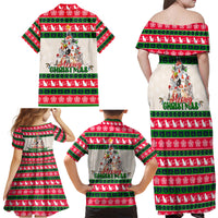 Merry Christmas Cat Family Matching Off Shoulder Maxi Dress and Hawaiian Shirt Meowy Catmas Xmas Tree - Wonder Print Shop