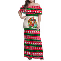 Merry Christmas Cat Family Matching Off Shoulder Maxi Dress and Hawaiian Shirt Meowy Catmas Xmas Tree - Wonder Print Shop