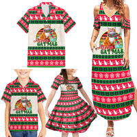 Merry Christmas Cat Family Matching Summer Maxi Dress and Hawaiian Shirt Meowy Catmas Xmas Tree - Wonder Print Shop