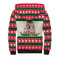 Merry Christmas Cat Sherpa Hoodie Meowy Catmas Xmas Tree - Wonder Print Shop