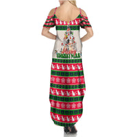 Merry Christmas Cat Summer Maxi Dress Meowy Catmas Xmas Tree - Wonder Print Shop