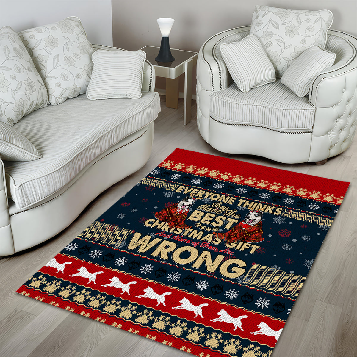 Merry Wet Nosemas Area Rug Christmas Husky - Wonder Print Shop