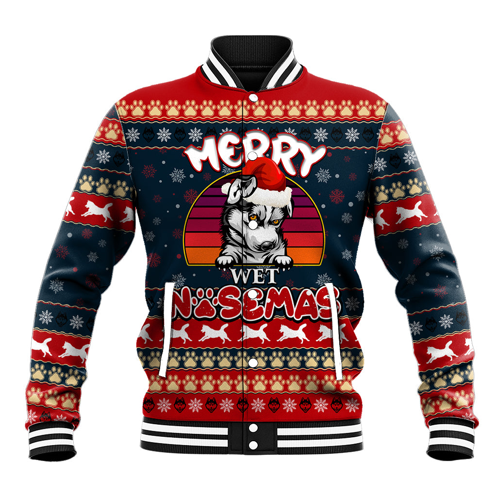 Merry Wet Nosemas Baseball Jacket Christmas Husky - Wonder Print Shop