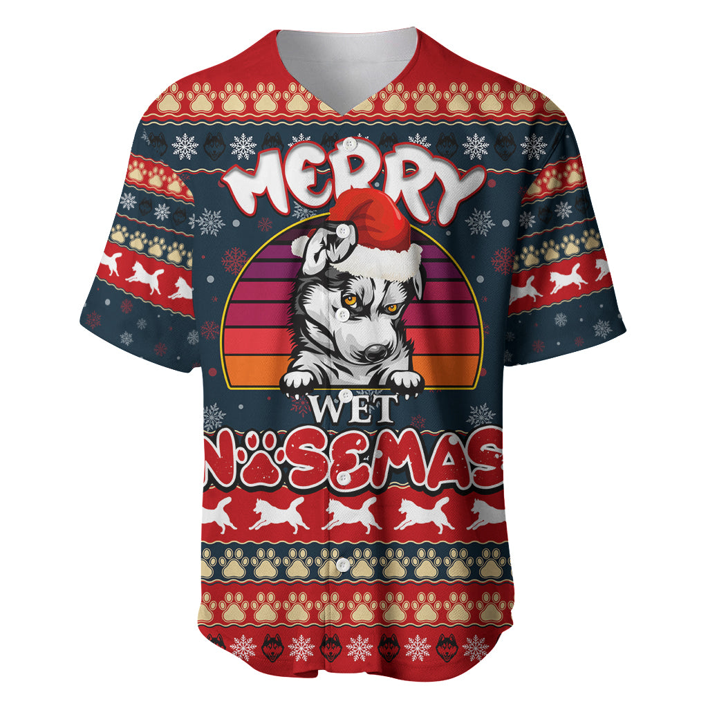 Merry Wet Nosemas Baseball Jersey Christmas Husky - Wonder Print Shop