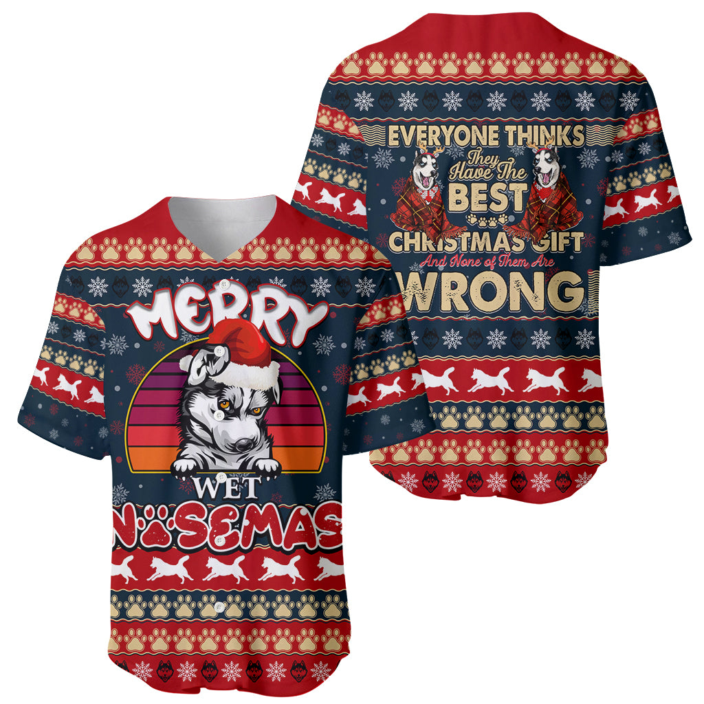 Merry Wet Nosemas Baseball Jersey Christmas Husky - Wonder Print Shop