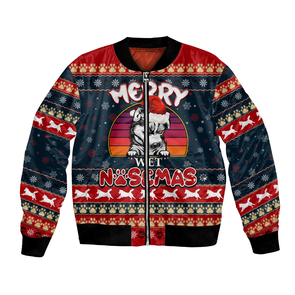 Merry Wet Nosemas Bomber Jacket Christmas Husky - Wonder Print Shop