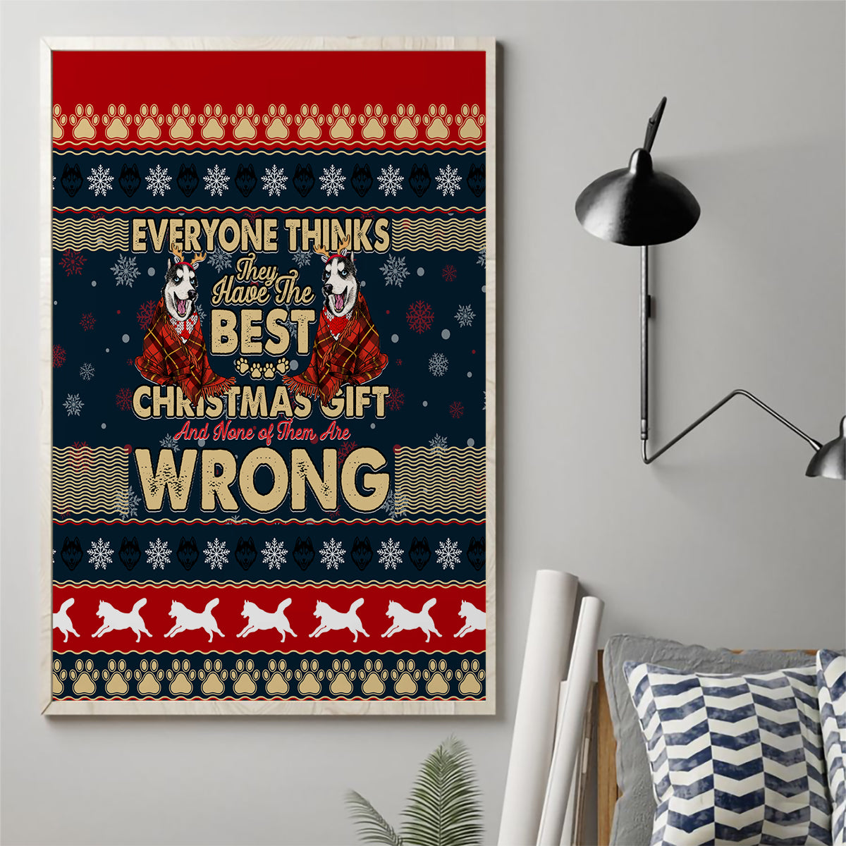 Merry Wet Nosemas Canvas Wall Art Christmas Husky - Wonder Print Shop