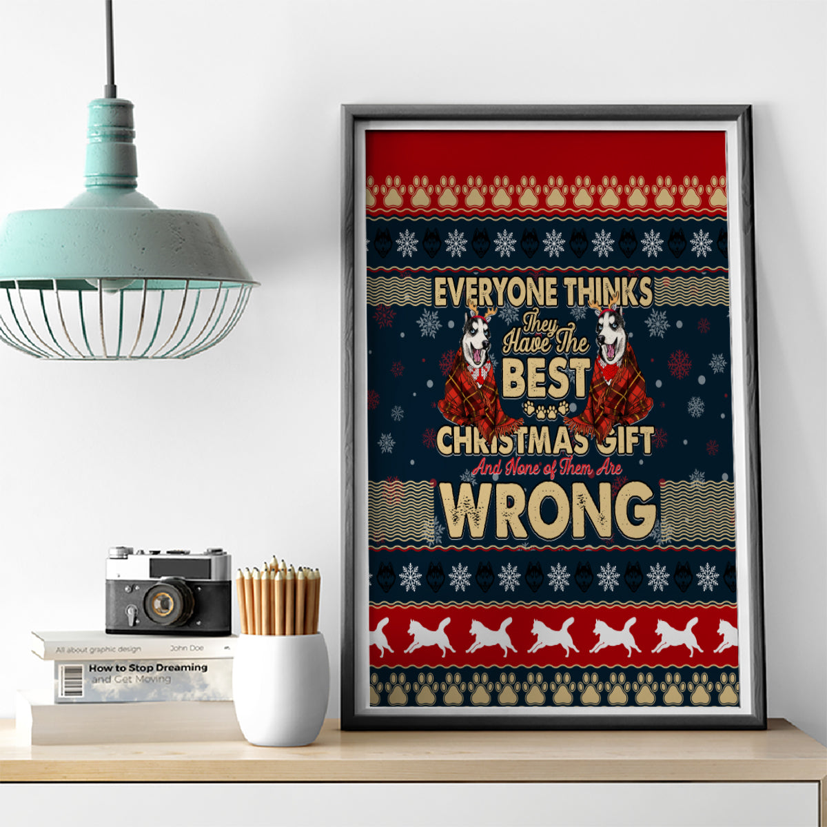 Merry Wet Nosemas Canvas Wall Art Christmas Husky - Wonder Print Shop