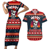Merry Wet Nosemas Couples Matching Short Sleeve Bodycon Dress and Hawaiian Shirt Christmas Husky - Wonder Print Shop