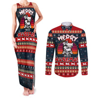 Merry Wet Nosemas Couples Matching Tank Maxi Dress and Long Sleeve Button Shirt Christmas Husky - Wonder Print Shop