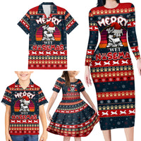 Merry Wet Nosemas Family Matching Long Sleeve Bodycon Dress and Hawaiian Shirt Christmas Husky - Wonder Print Shop