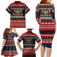 Merry Wet Nosemas Family Matching Long Sleeve Bodycon Dress and Hawaiian Shirt Christmas Husky - Wonder Print Shop