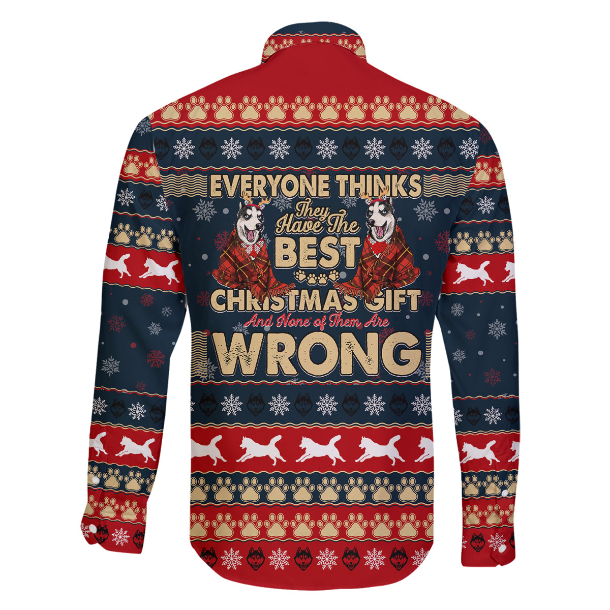 Merry Wet Nosemas Family Matching Long Sleeve Bodycon Dress and Hawaiian Shirt Christmas Husky - Wonder Print Shop