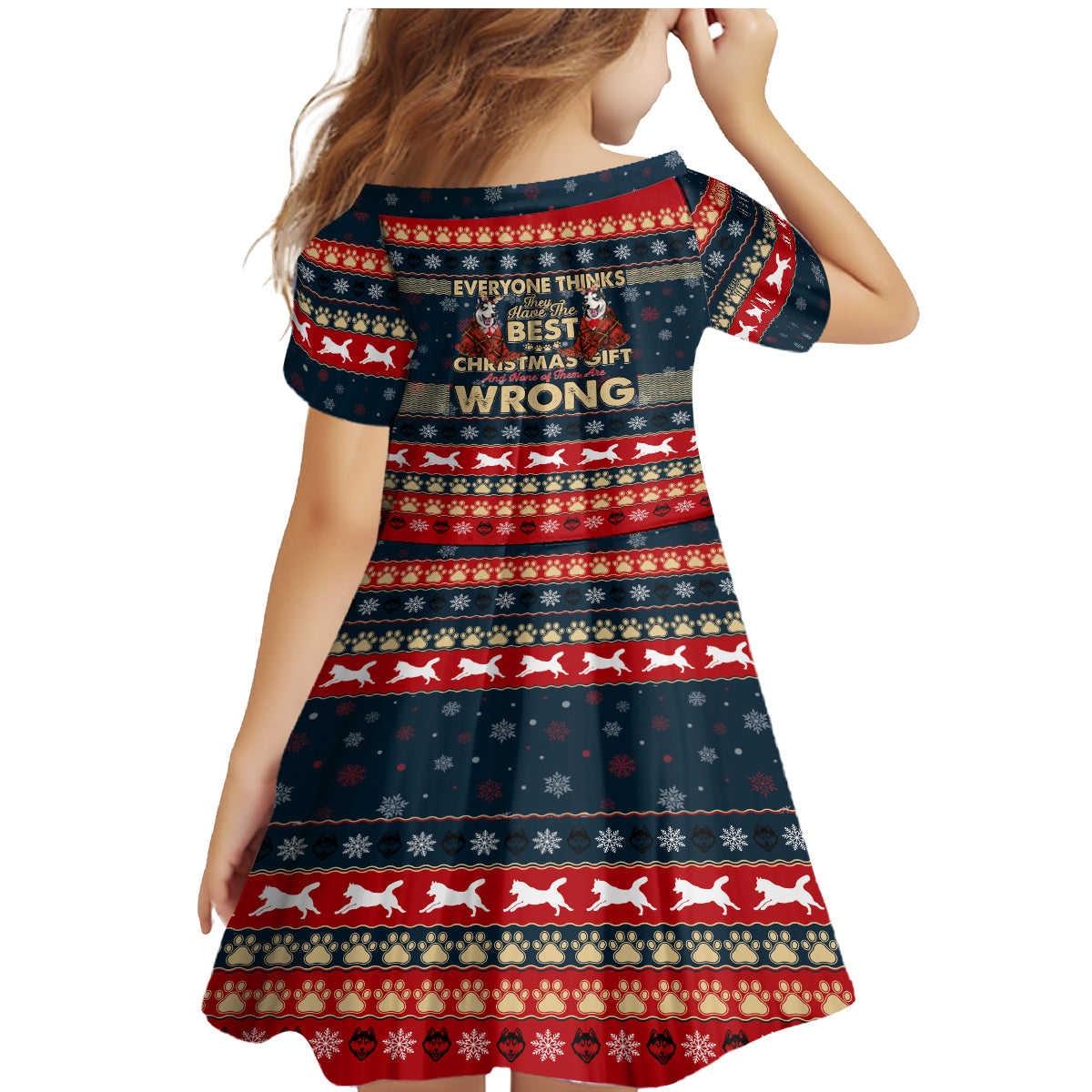 Merry Wet Nosemas Family Matching Mermaid Dress and Hawaiian Shirt Christmas Husky - Wonder Print Shop