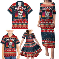 Merry Wet Nosemas Family Matching Puletasi Dress and Hawaiian Shirt Christmas Husky - Wonder Print Shop